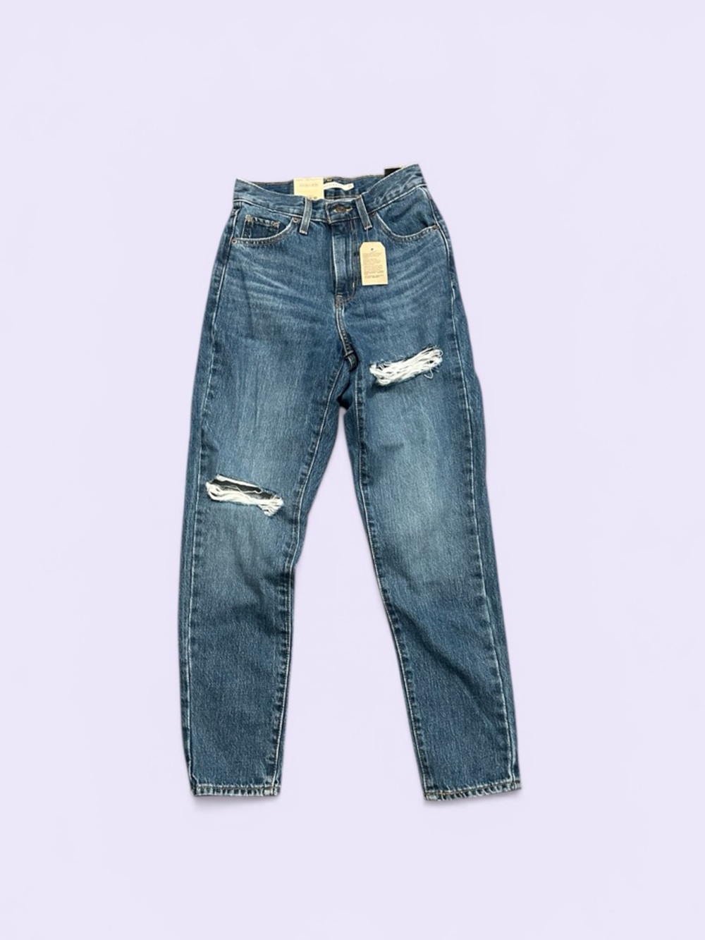 Levi's Ripped Boyfriend Jeans - Medium Blue